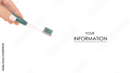 Toothbrush in hand pattern on white background isolation