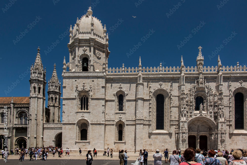 Lisbon, Portugal, June 16, 2018: Jeronimos Monastery or Abbey in Lisbon, Portugal, aka Santa Maria de Belem monastery.