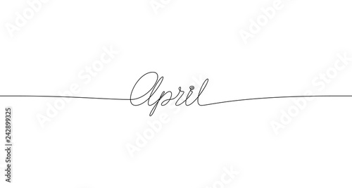 APRIL handwritten inscription. One line drawing of word