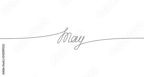 MAY handwritten inscription. One line drawing of word