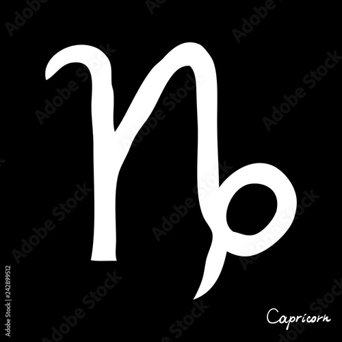 Capricorn zodiac horoscope hand drawing sign for mystic  occult  palmistry and witchcraft alchemy. Vector.