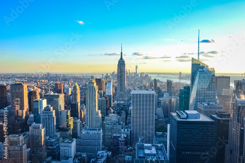 New York City skyline during the sunset from the Top of the Rock (Rockefeller Center), United States   