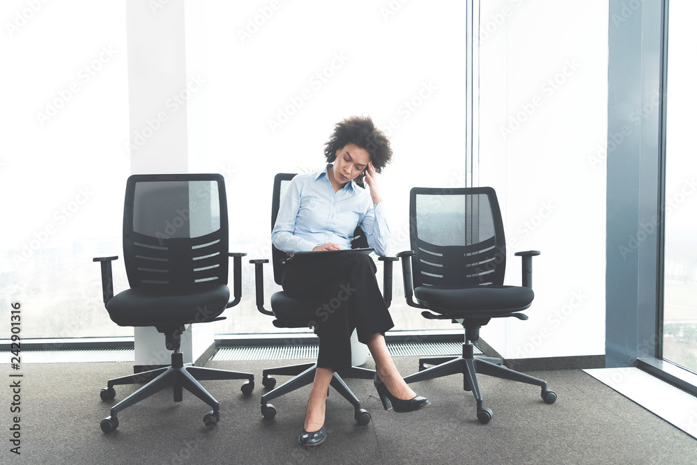 Woman is anxious about job interview Woman is anxious about job interview
