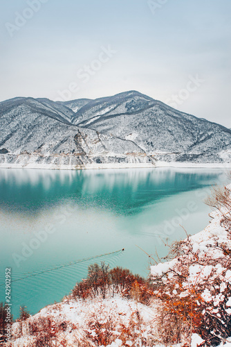 Zhinvali Dam scenic winter view, Georgia. Europe photo