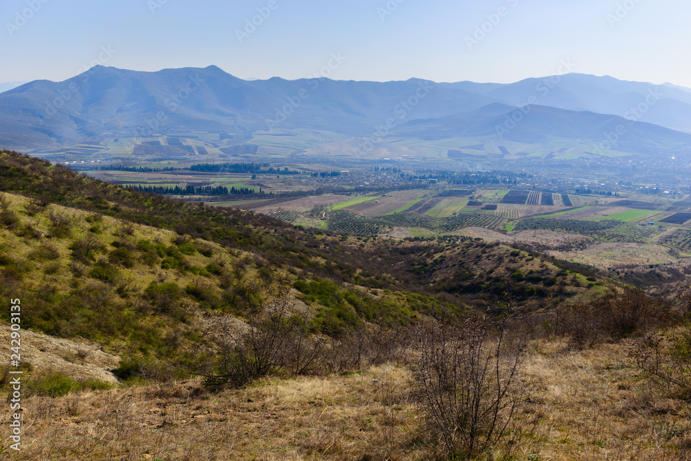 Scenic landscape with settlements, Armenia-Georgia border