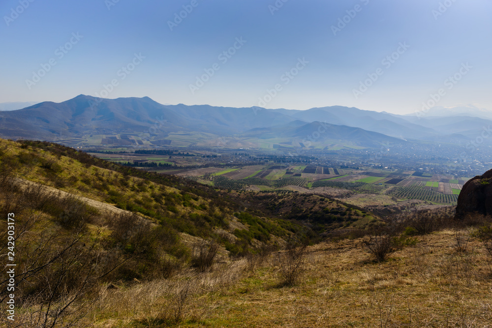 Scenic landscape with settlements, Armenia-Georgia border