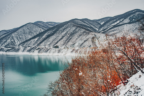 Zhinvali Dam scenic winter view, Georgia. Europe photo