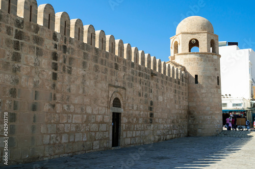 The Medina wall of Sousse with the fortress tower. photo