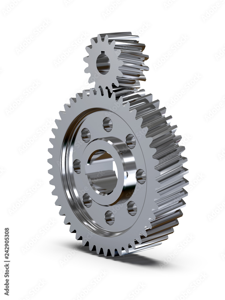 Helical bevel gear. Low-speed gear train. 3D rendering Helical bevel gear. Low-speed gear train. 3D rendering