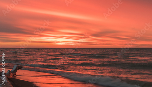 Winter Sunset on Lake Huron photo