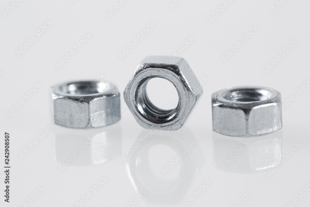 metal nuts tool on white background. metal nuts tool on white background.