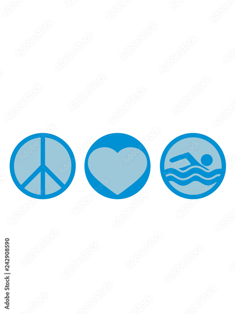 schwimmen liebe peace zeichen symbol herz urlaub meer ferien wasser ...