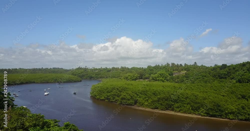 landscape with river and blue sky at caraiva bahia brazil landscape with river and blue sky at caraiva bahia brazil