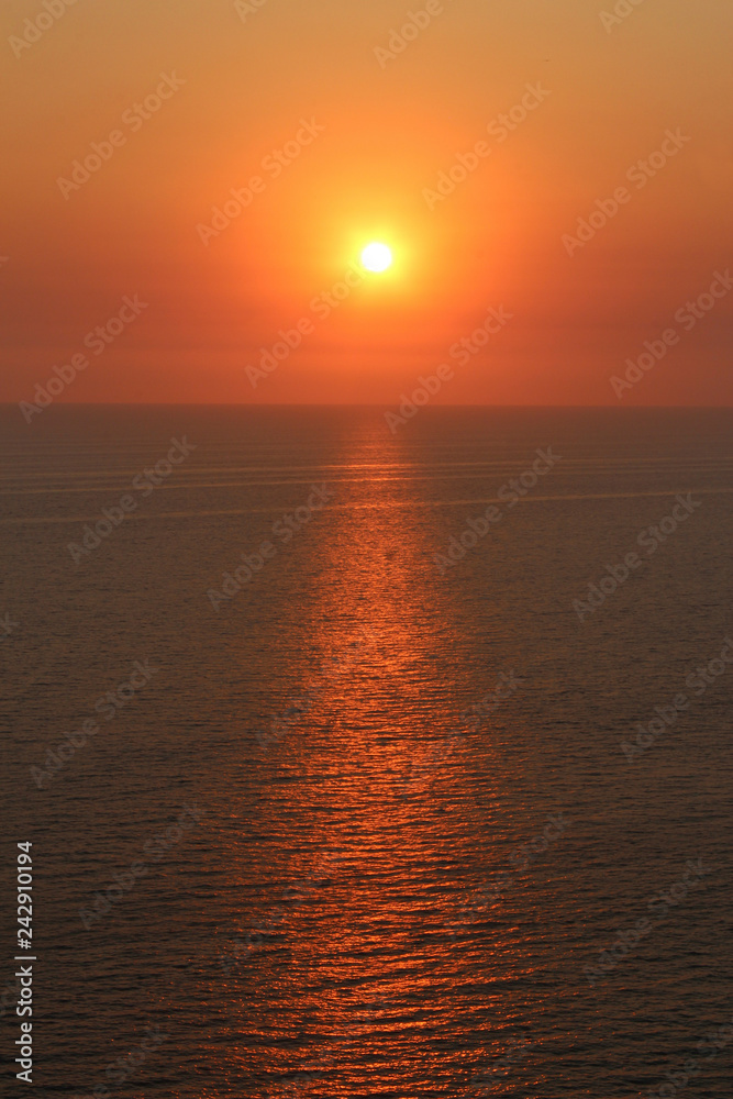 Orange Sunset Over Ocean Mazatlan