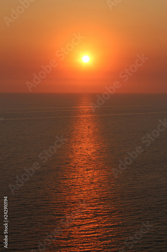 Orange Sunset Over Ocean Mazatlan