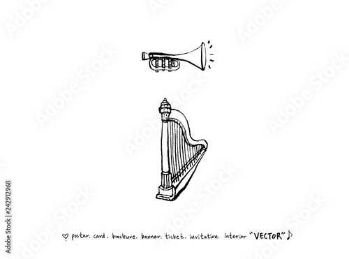 음악회 포스터 / 손으로 그린 음악 일러스트