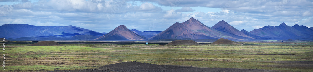 Panorama of Modrudalsjallgardar mountains as viewed from Modrudalur farm.