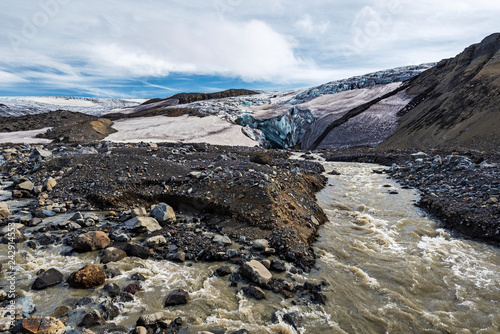 Water courses coming from the Glacier of Kverkfjoll massif in Icelandic Vatnajokull National Park photo