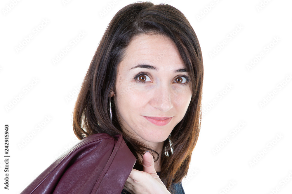front side portrait of woman isolated on white background front side portrait of woman isolated on white background