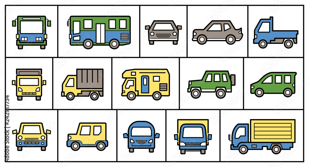 車のアイコンギャラリー 線画にライブペイント Stock Vector Adobe Stock