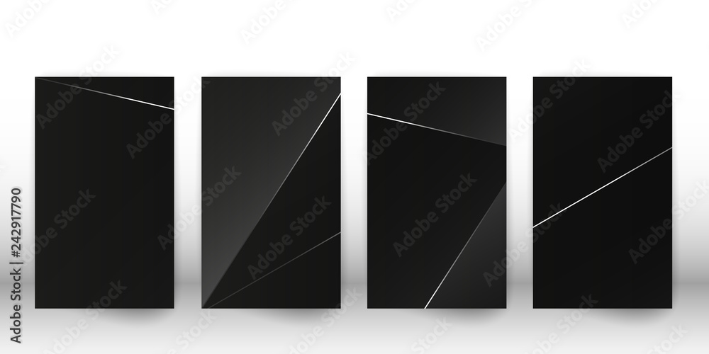 Abstract polygonal pattern. Luxury dark cover design with a geometric silver shapes. Polygon cover template. Vector illustration.