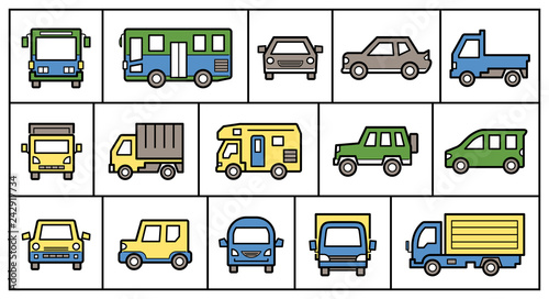 車のアイコンギャラリー(線画にライブペイント)