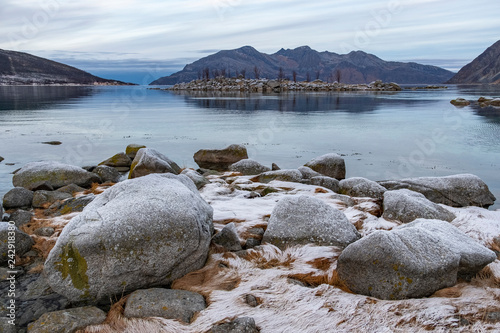 A view towards the Atlantic in Grøtfjord (Troms Region) above the Polar Circle photo