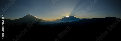 Sunset over Guatemala's Fuego and Acatenango volcanoes