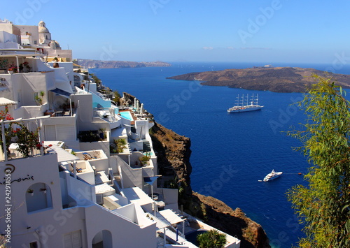 Fira Santorin Santorini Thera Thira Cyclades Mer Egée Grèce Caldeira Volcan