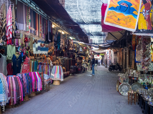 MARRAKECH, MOROCCO. 2 JUNE 2018: The famous market in Marrakech in Morrocco © mybixo