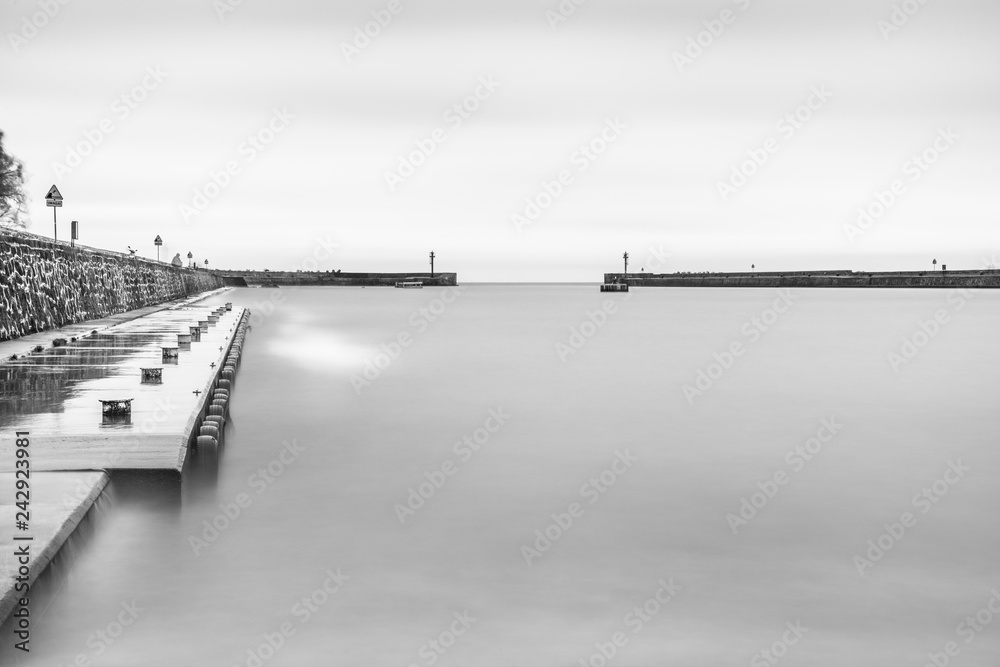 Long exposure harbour photography - black and white