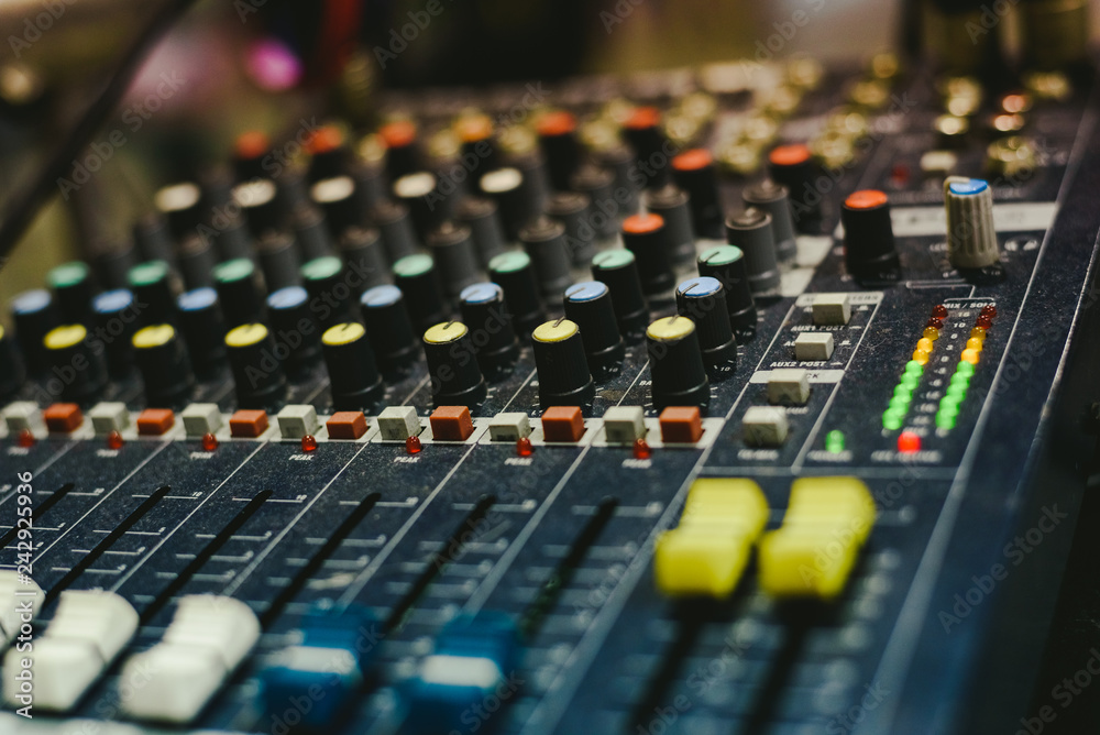Audio mixer used by a DJ Audio mixer used by a DJ