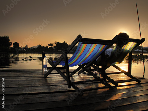 Deckchair at Sunset in Thailand photo