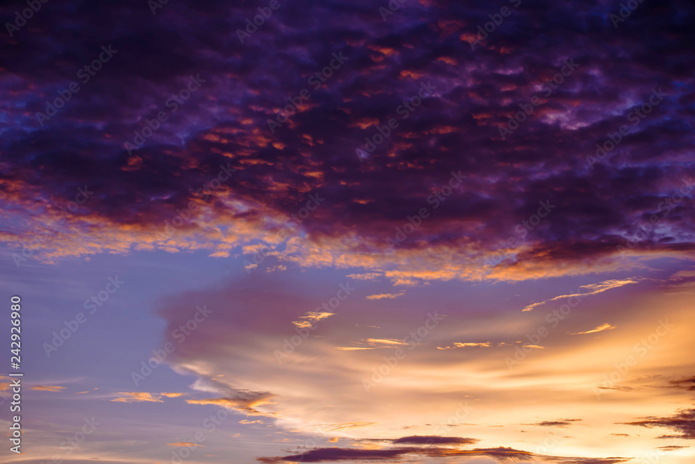 purple sky cloud - Dramatic sunset colorful purple and yellow sky over and cloud background