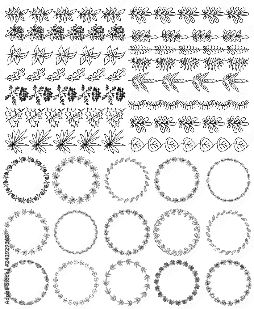 Fototapeta premium Zestaw ozdobnych bez szwu ozdobnych obramowania z rogu