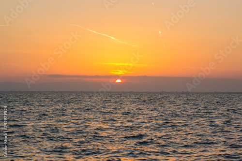 idyllic wallpaper pattern post card background landscape of sunset sea horizon background
