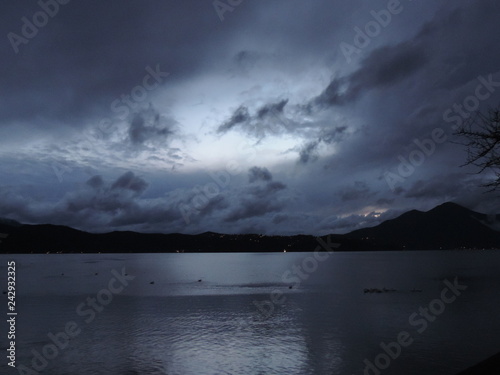 clouds over lake