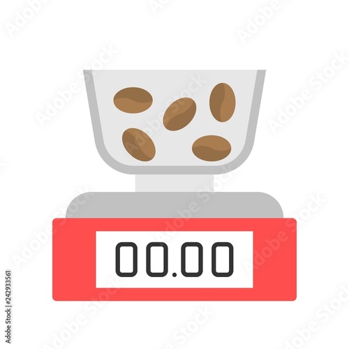 Digital weighing vector, coffee related flat style icon