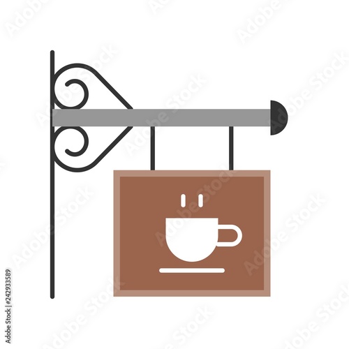 Cafe sign vector, coffee related flat style icon