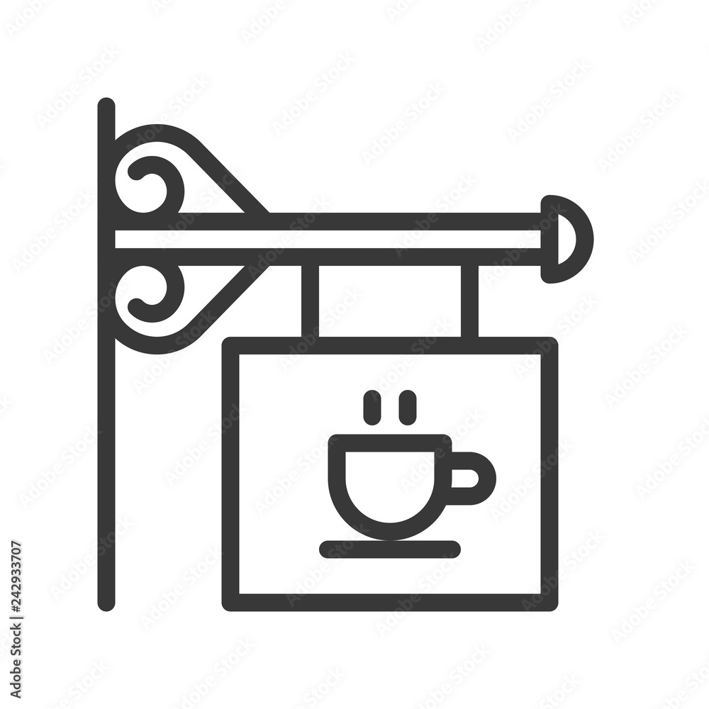 Cafe sign vector, coffee related line style editable stroke icon Cafe sign vector, coffee related line style editable stroke icon