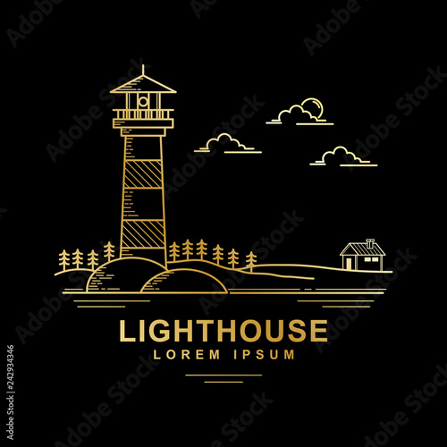 Vector design of lighthouse golden color