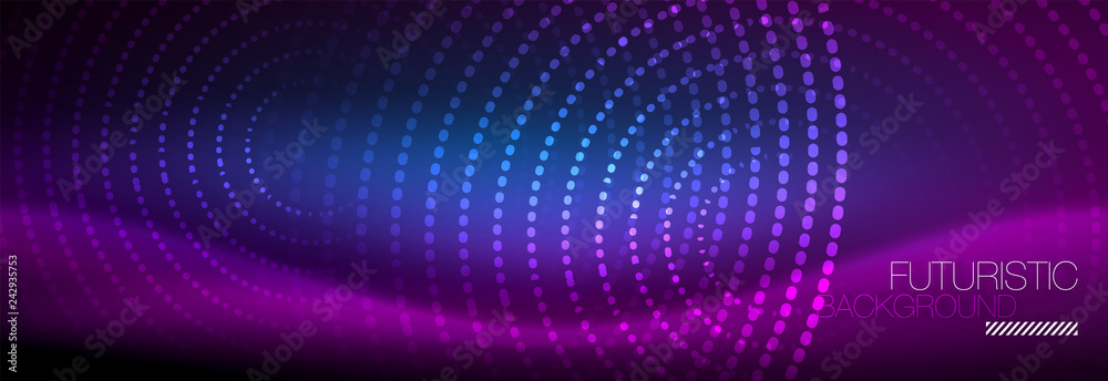 Glowing neon circle line dots, round line design, abstract style on black background. Neon abstract round circles Magic neon lights and glowing dots Glowing neon circle line dots, round line design, abstract style on black background. Neon abstract round circles Magic neon lights and glowing dots