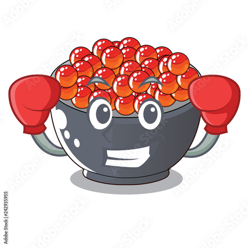 Boxing roe salmon in a cartoon bowl