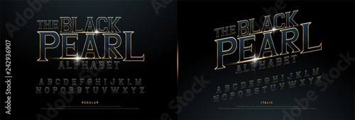 Alphabet golden metallic and effect designs for logo, Poster, Invitation. Exclusive Gold Letters Typography regular font movie concept. vector illustration