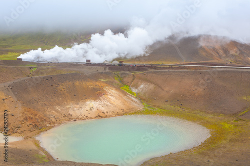 Viti crater with green water lake inside, Iceland