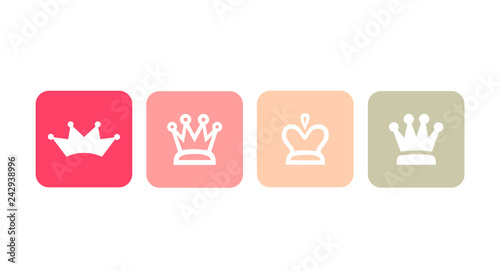 Pink button. four different crown icons  