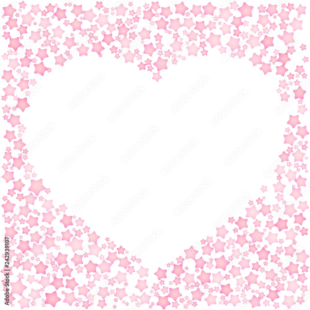 Cute pink frame for Valentine Day. Circle shape out of hearts ornament. Isolated editable vector clip art on white background