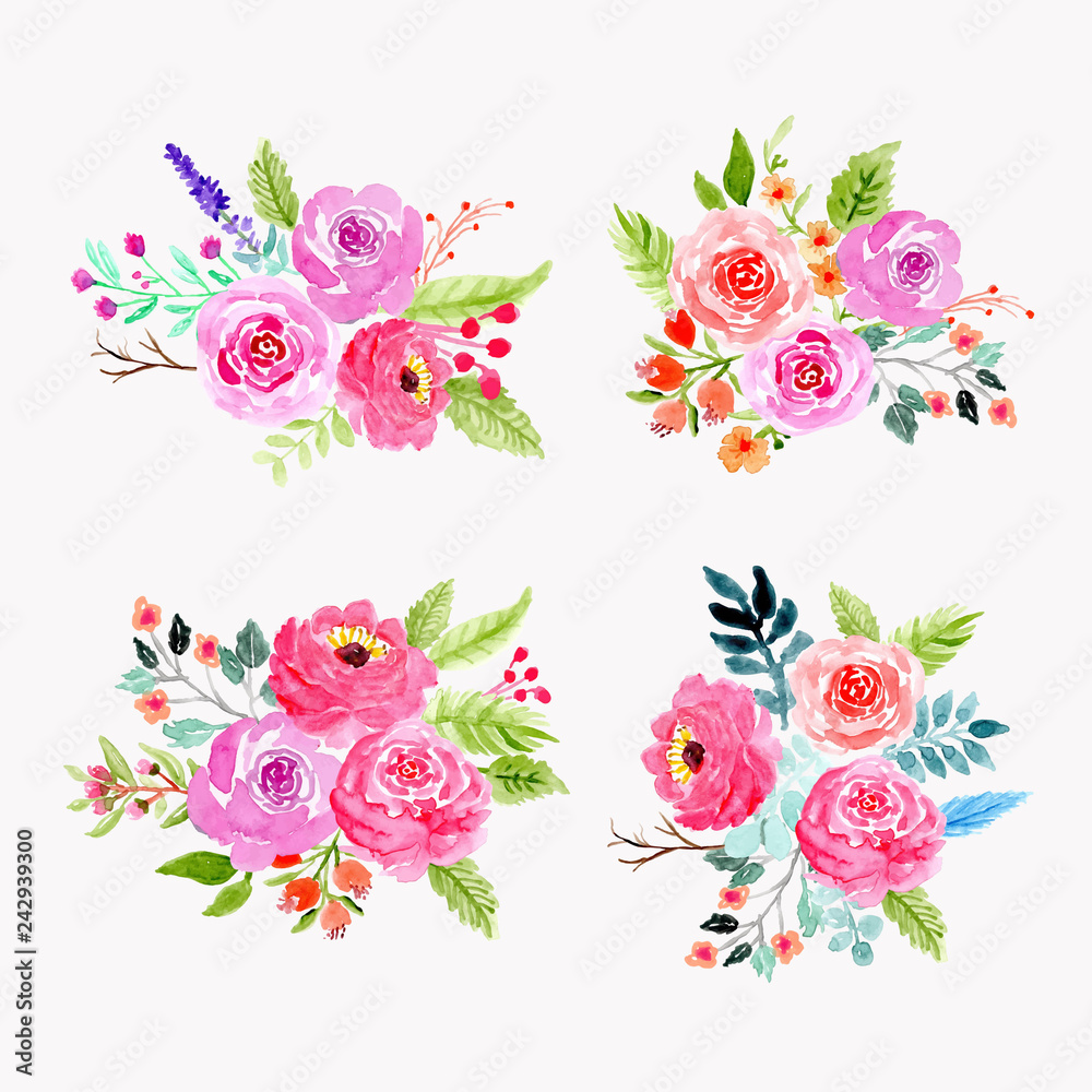bouquet floral watercolor collection