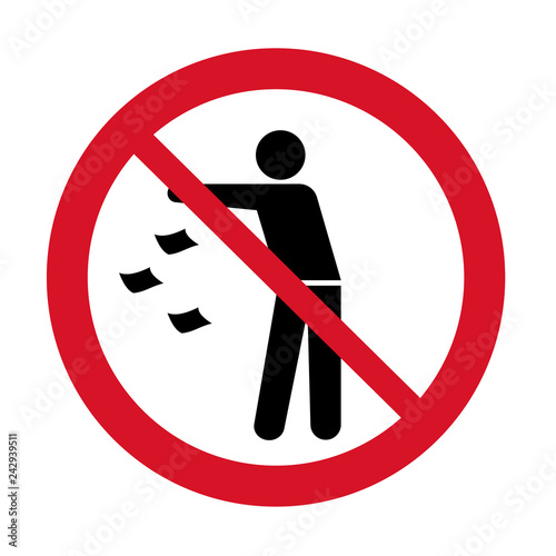 Do not litter icon. Keep it clean prohibition sign. Throwing garbage forbidden icon. Vector illustration