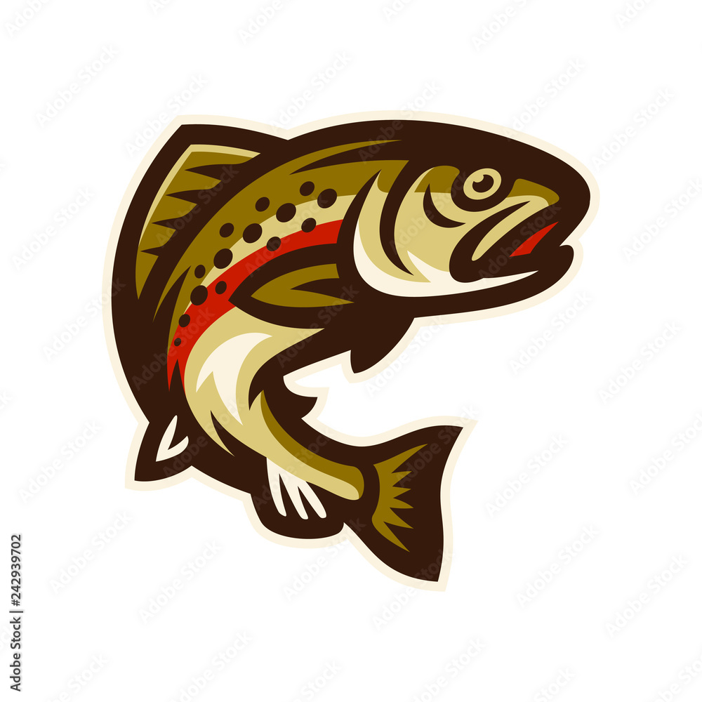trout fish logo mascot template vector illustration Stock Vector